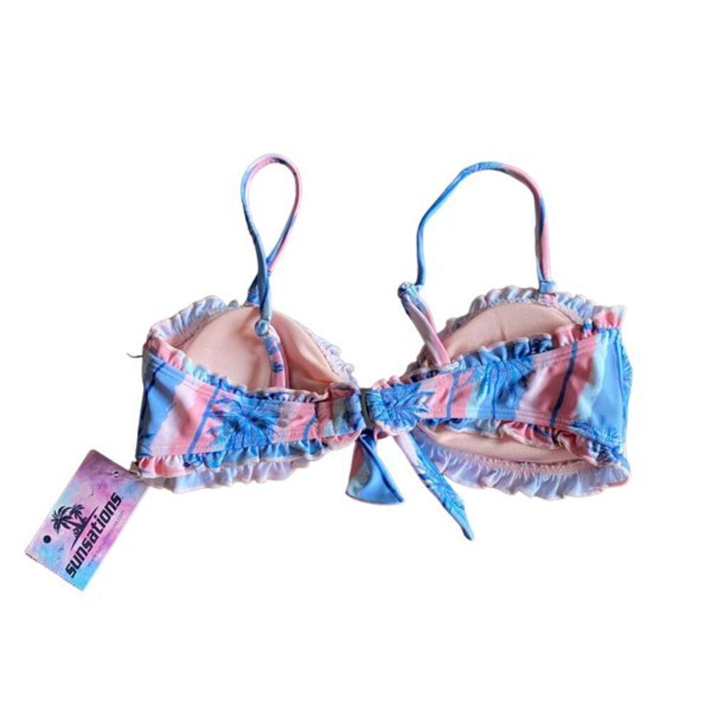 Sunsations Blue & Pink Palm Tree Bikini sz Large - Picture 6 of 6